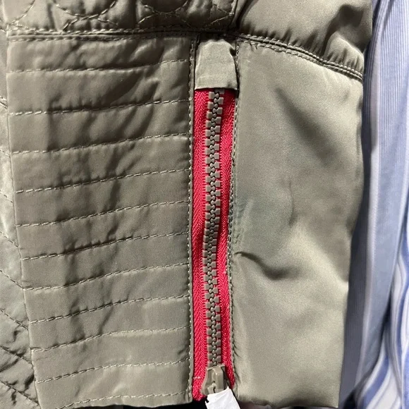 Montana Co Quilted Trench Barn Utility Coat Olive Green Removable Bib & Hood